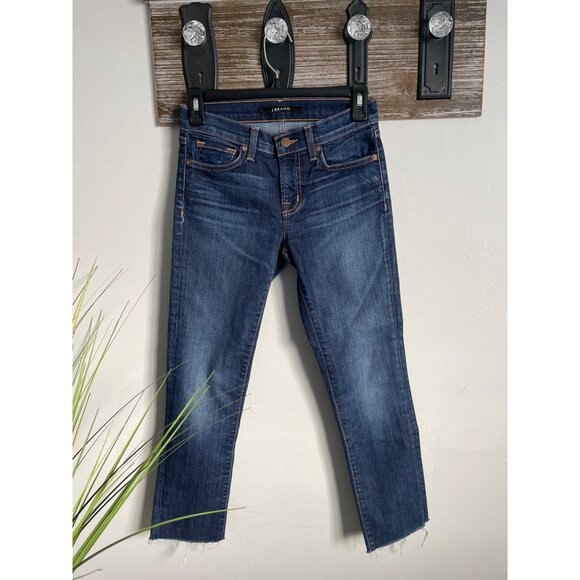 J BRAND Womens Distressed Denim Jeans Mid-Rise Ankle Length Size 25 - Picture 1 of 8